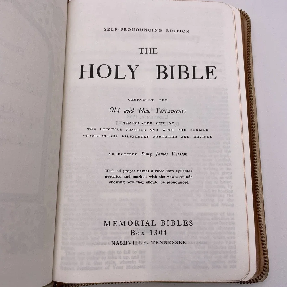 Vtg Bible‎ KJV Memorial Ed & Wood Box -Street Electric Railway- Union Made - USA